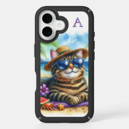 Estojo para iPhone com Gato Tabby na Praia de Ócul