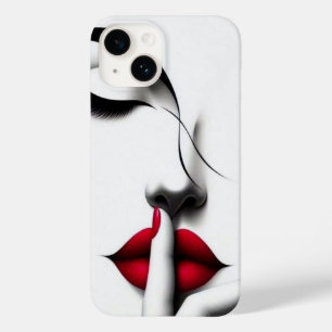 Estojo para iPhone Minimalista com Lábios Vermelho