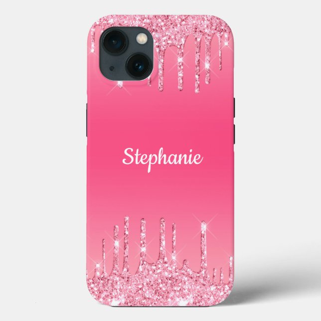 Estojo Personalizado Rosa com Glitter Glam (Verso)