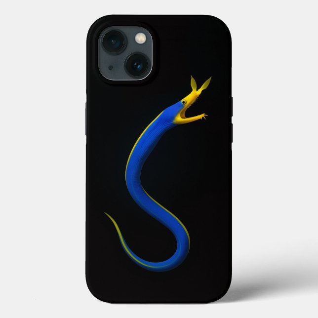 Estojo preto 4 Luxe para iPhone 13, enguia Blue Ri (Verso)
