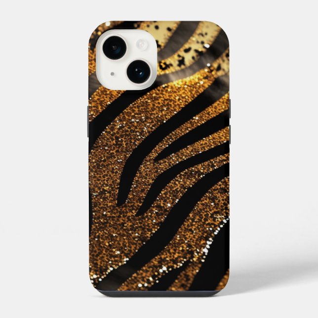 Estojo Resistente Tiger Agate Glitter para iPhone  (Verso)