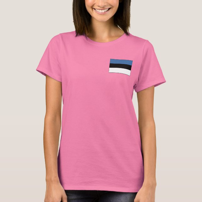 Estônia Flag e Map dk T-Shirt (Frente)