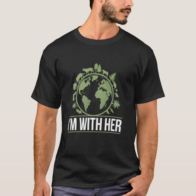 Estou Com a Terra Camisa Conscientização Ambiental (Frente)