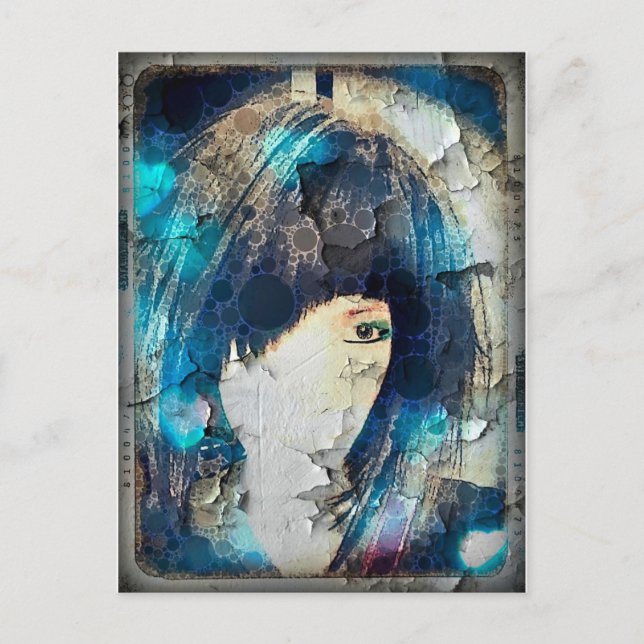 Estou com cartão postal azul Wig (Frente)