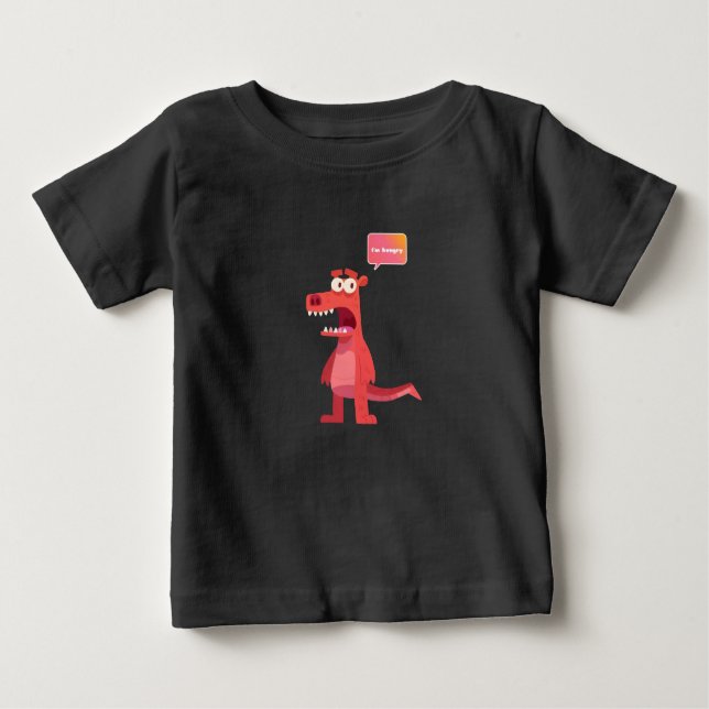 Estou com fome, animal fofo, t-shirt do bebê (Frente)