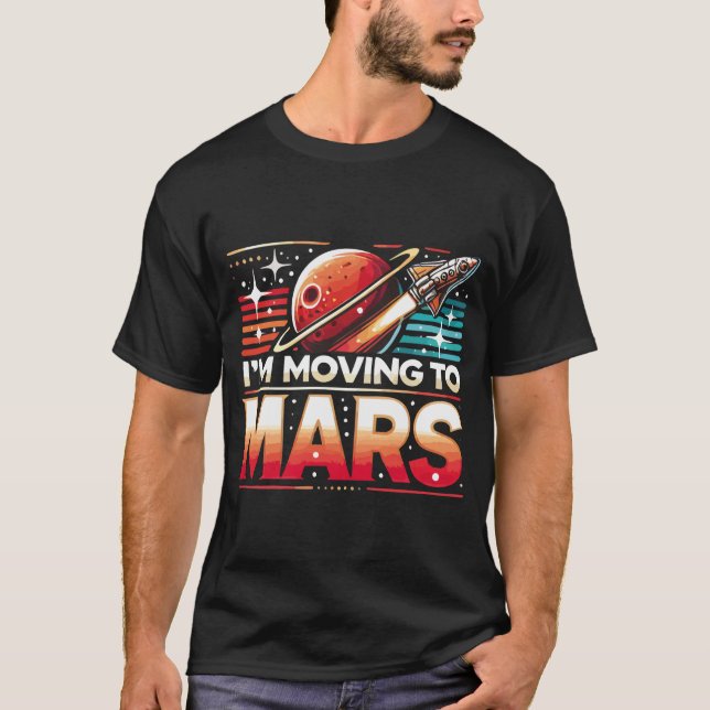 Estou me mudando para Marte Basic Dark T-Shirt (Frente)