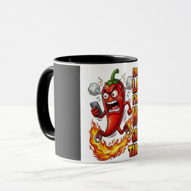 Estou no Tempo de Molho Picante Caneca de Café Eng (Frente Esquerda)