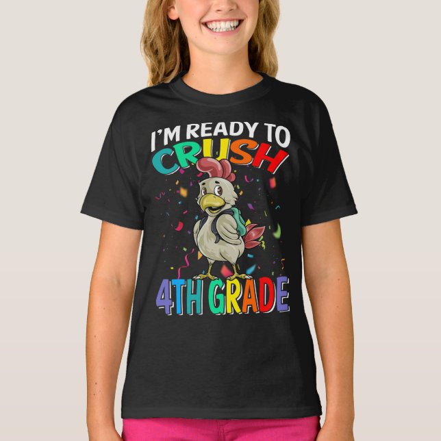 Estou pronto para esmagar T-Shirt de frango do 4º  (Frente)