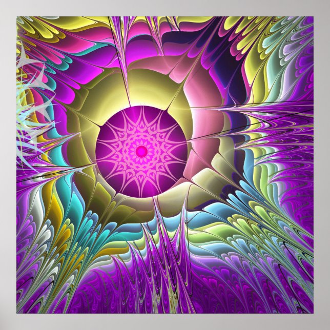 Estouro de estrelas, poster de abstrato fractal (Frente)
