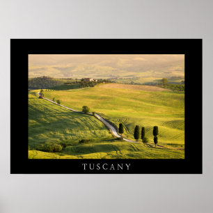 Estrada branca na Toscânia — poster preto