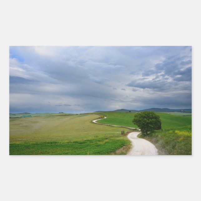 Estrada curva para um retângulo com autocolante de (Frente)