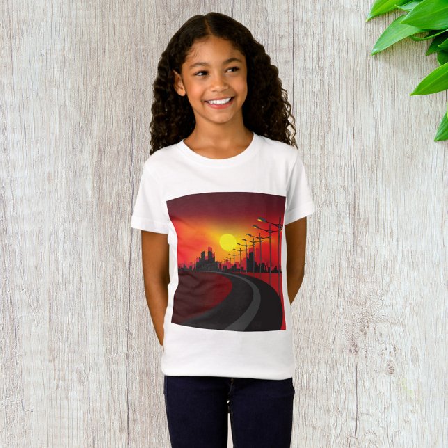 Estrada Em T-Shirt Para Raparigas Sunset (Criador carregado)