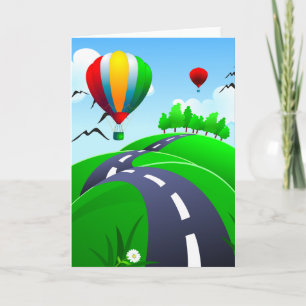Estrada Hilly com balões, cartão de saudação