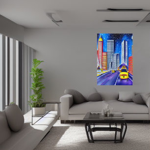 Estradas, automóveis e cidades AI Art Poster