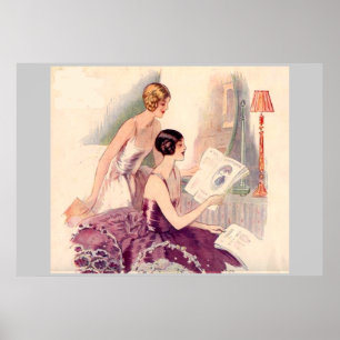 Estreantes cerca do poster vintage dos anos 20