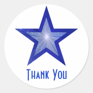 Estrela Azul Escura "Obrigado", branco adesivo red
