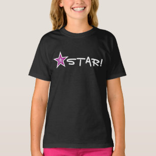 Estrela Branca de Estrela Rosa! preto de camiseta