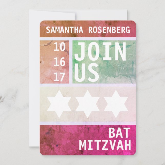 Estrela Brilhante do Convite David Bat Mitzvah (Frente)