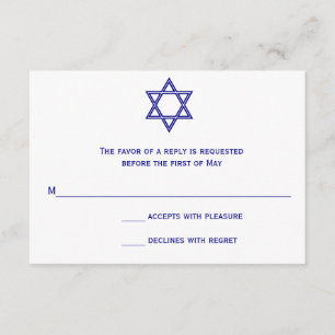 Estrela da placa RSVP David Chevron Bat Mitzvah