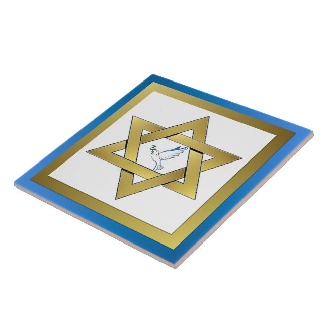 Estrela Da Porta Da Paz Do Azulejo Cerâmico David (Lateral)