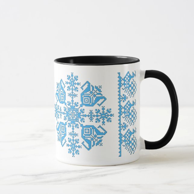 Estrela da tulipa com caneca dos pavões (azul & (Direita)