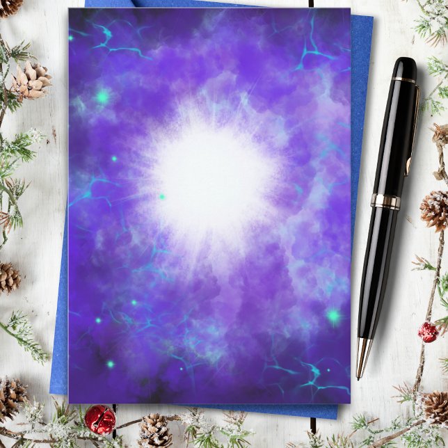 Estrela de Belém de Bênçãos de Natal Arte (Christmas star modern abstract religious personalized holiday greetings card)