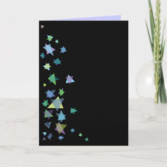 Estrela de Davi Convite Preto Bar Mitzvah Bat (Frente)