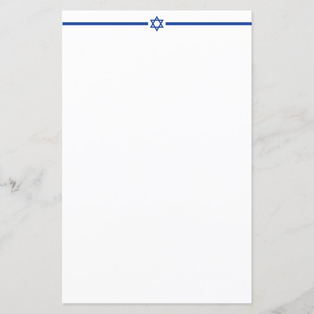 Estrela de David Blue White Stationery Letterhead (Frente)