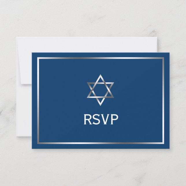 Estrela de Prata Azul do Bar David Mitzvah RSVP (Frente)