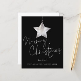 Estrela de Prata Simples e Feliz Natal Preto
