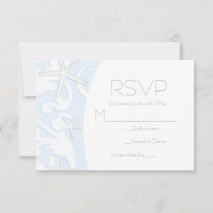 Estrela-do-Mar Branca Azul Praia RSVP de Casamento