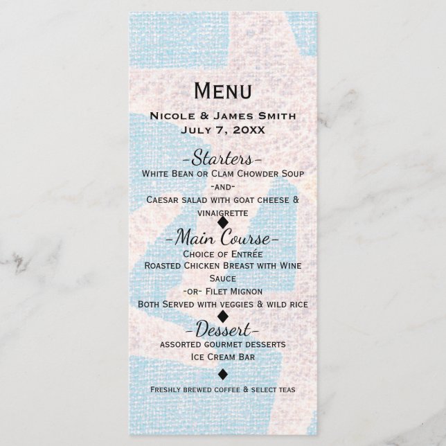 Estrela-do-Mar Branca & Lona Azul Menu Elegante de (Frente)