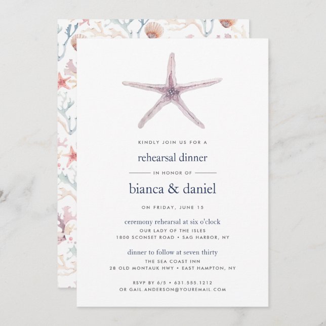 Estrela do Mar | Convite para Janto de ensaio (Frente/Verso)