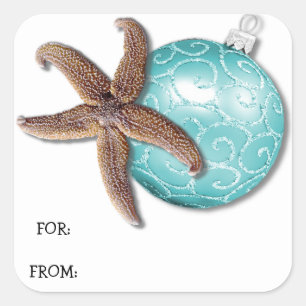 Estrela do Mar e Enfeite Etiqueta de Presente de N