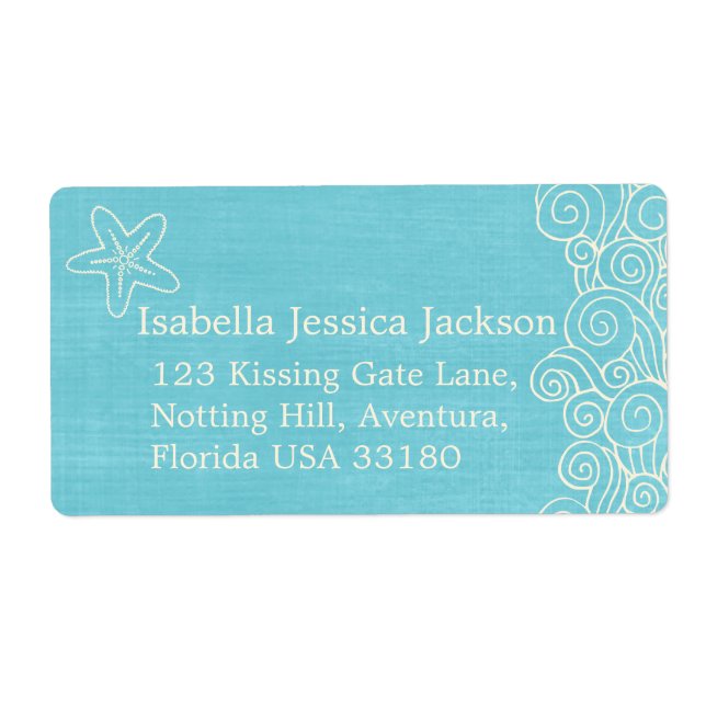 Estrela do mar e rodopia azul etiqueta de resposta (Frente)