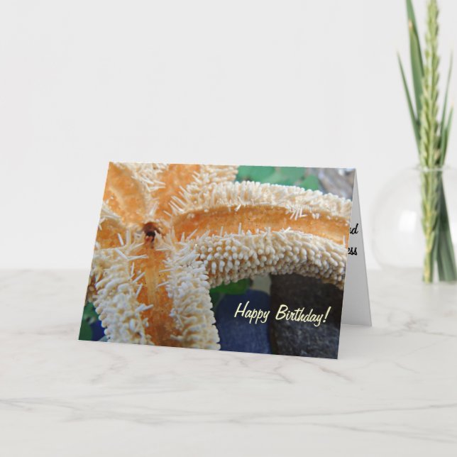 Estrela do mar no cartão de aniversário de vidro (Frente)