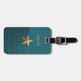 Estrela Dourada na Etiqueta de Bagagem Teal