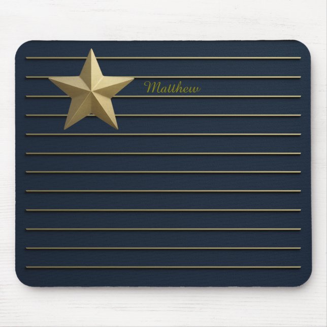 Estrela Dourada no Mousepad Azul do Marinho (Frente)