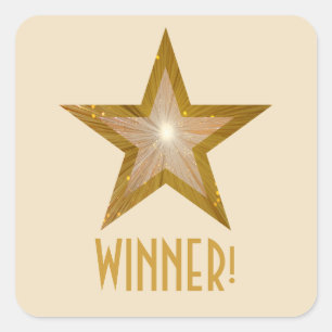 Estrela Dourada 'WINNER!' creme de etiqueta quadra