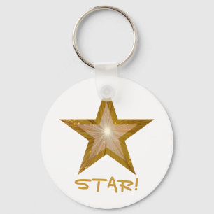 Estrela Dourado "ESTRELA!" branco do chaveiro