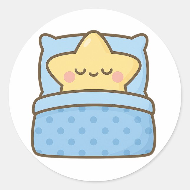 Estrela Kawaii na Cama – Adesivo Transparente (Frente)