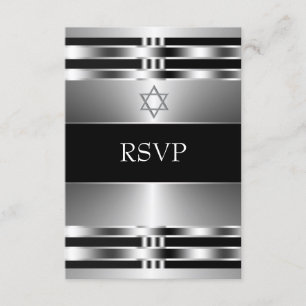 Estrela Negra de Davi em Prata Bar Mitzvah RSVP