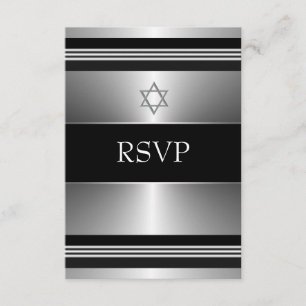 Estrela Negra de Davi em Prata RSVP Bar Mitzvah