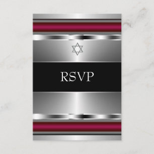 Estrela Negra Vermelha de Davi Bar Mitzvah RSVP