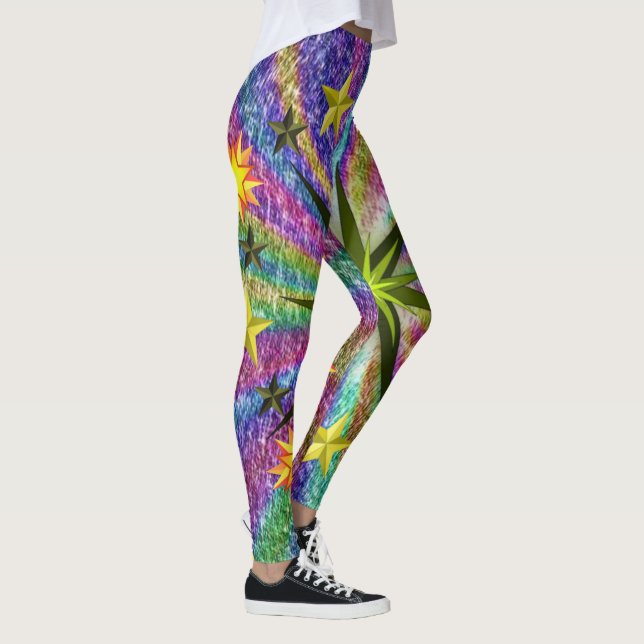 estrelas amarelas vermelhas leggings longos adoles (Direita)