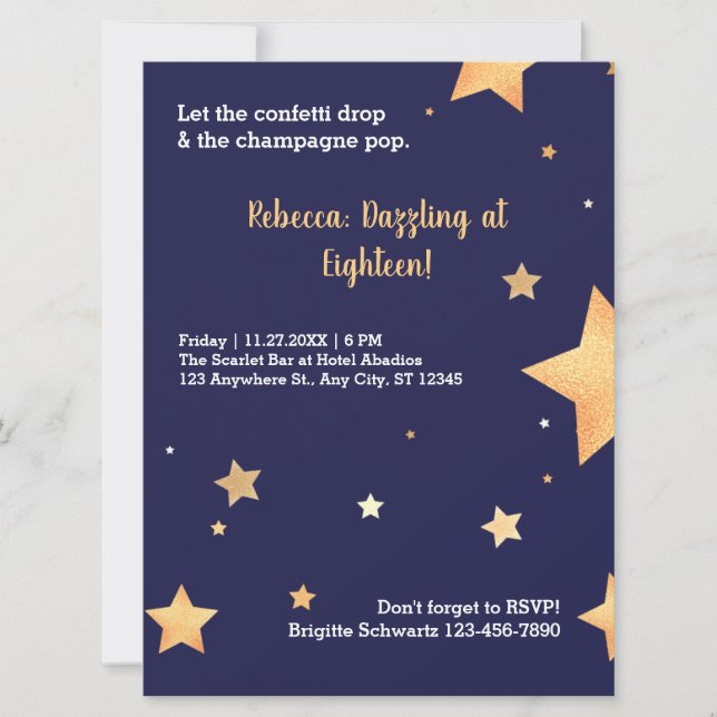 Estrelas azuis reluzentes e anos de ouro deslumbra (Frente)