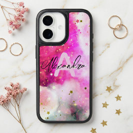 Estrelas bonito Nuvens Rosa E Script Chic Rico