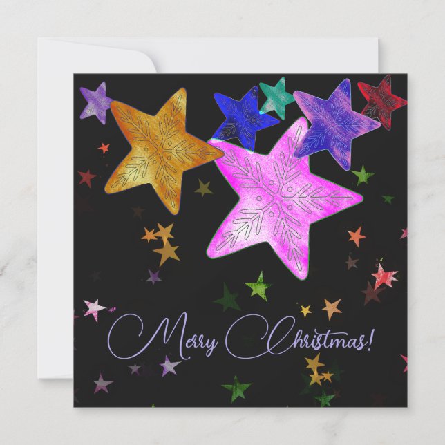 Estrelas brilhantes multicoloridas - Feliz Natal! (Frente)