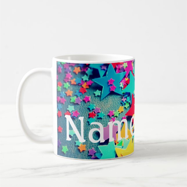 Estrelas Brilhantes Personalizadas Xícara de Café  (Esquerda)