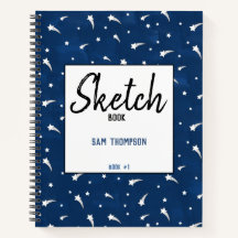 Estrelas Cadentes Azul-Marinho Sketchbook de Aquar